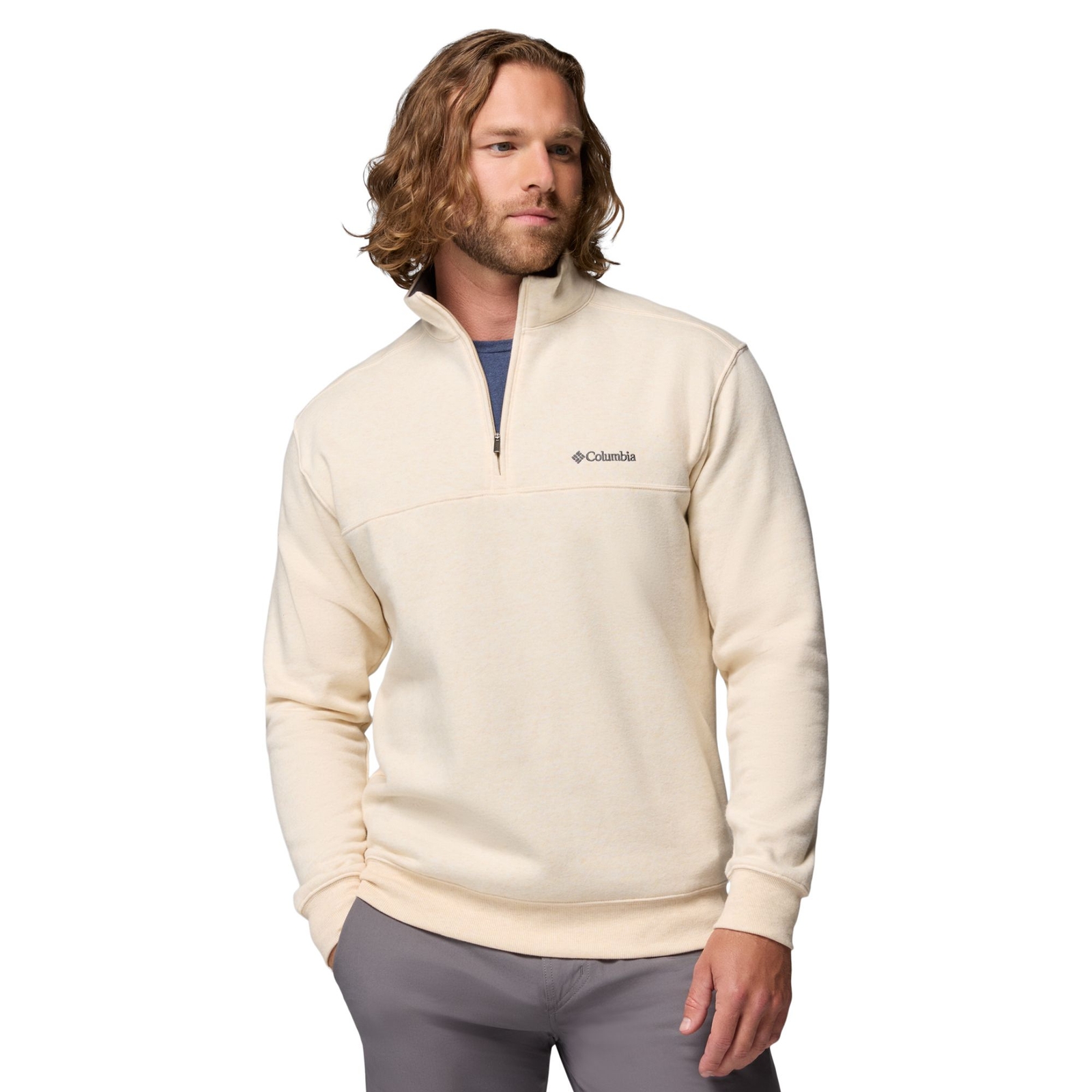 Columbia Men's Hart Mountain II Half Zip (Size 3X) Oatmeal Heather, Cotton,Polyester