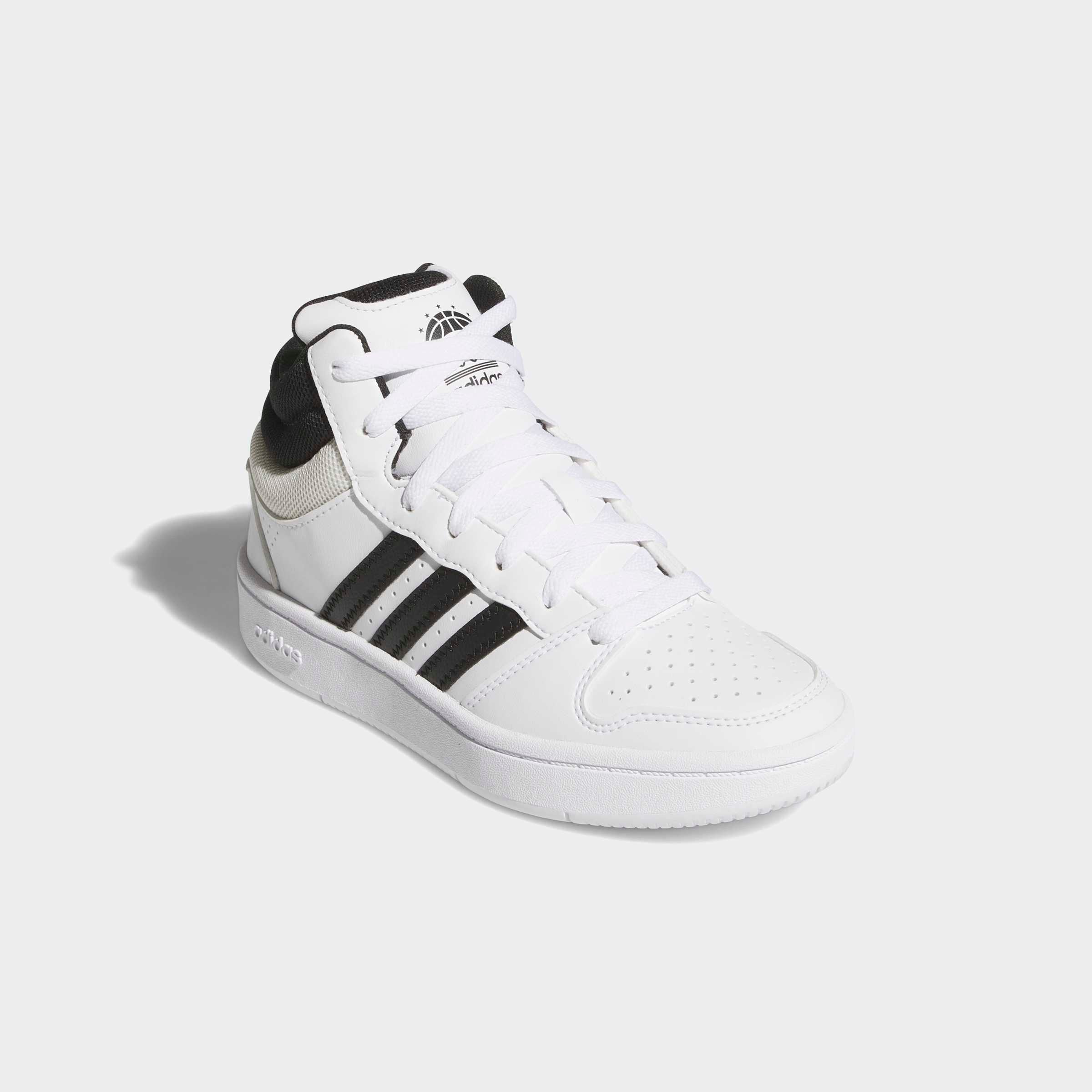 Sneaker ADIDAS SPORTSWEAR "HOOPS MID CLASSIC", Damen, Gr. 39, cloud weiß, core schwarz, orbit grau, Synthetik, Schuhe Sneaker, für Kinder & Jugendliche