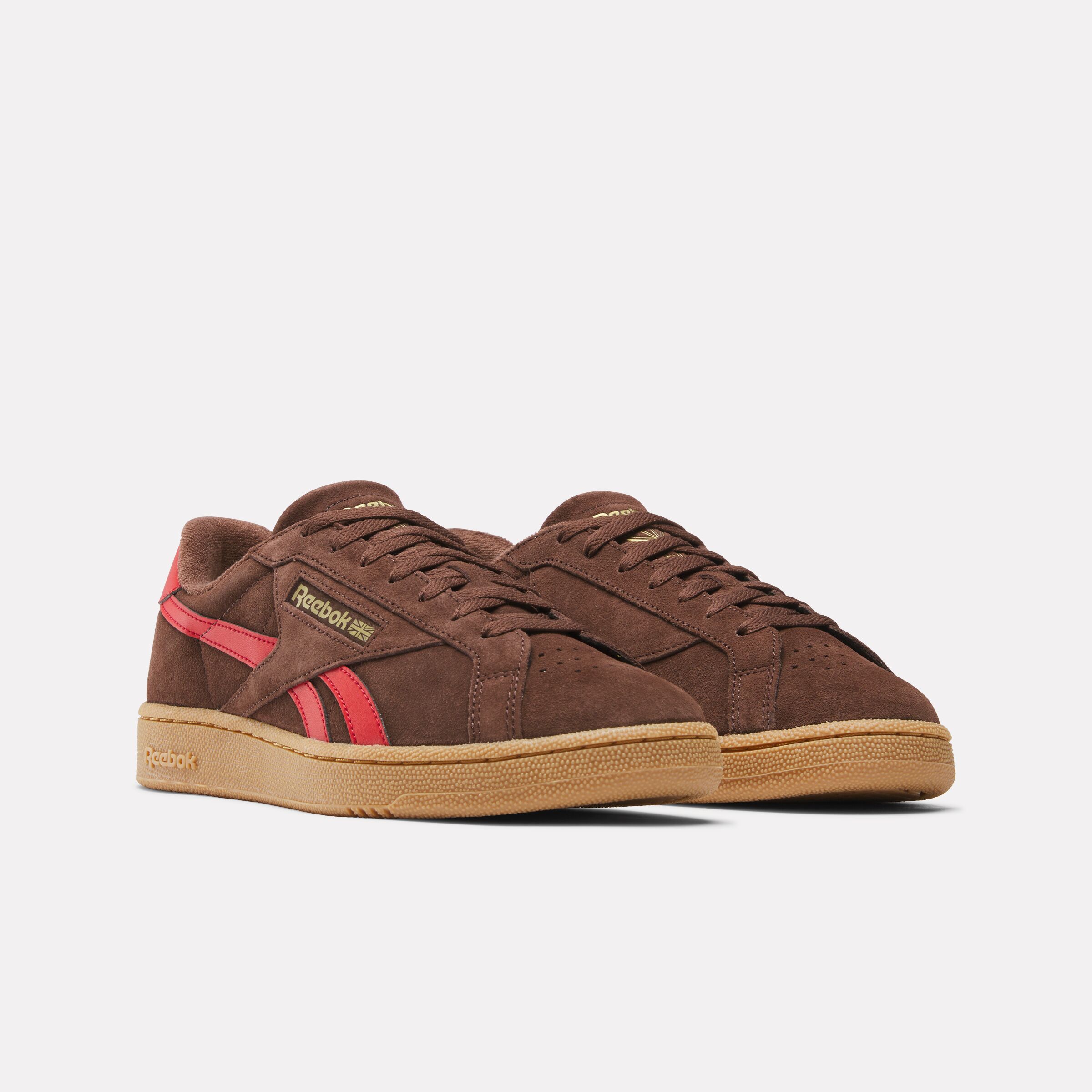 Sneaker REEBOK CLASSIC "CLUB C GROUNDS UK", Damen, Gr. 42,5, campusbraun, vectorrot, gum, Leder, Synthetik, Schuhe Sneaker