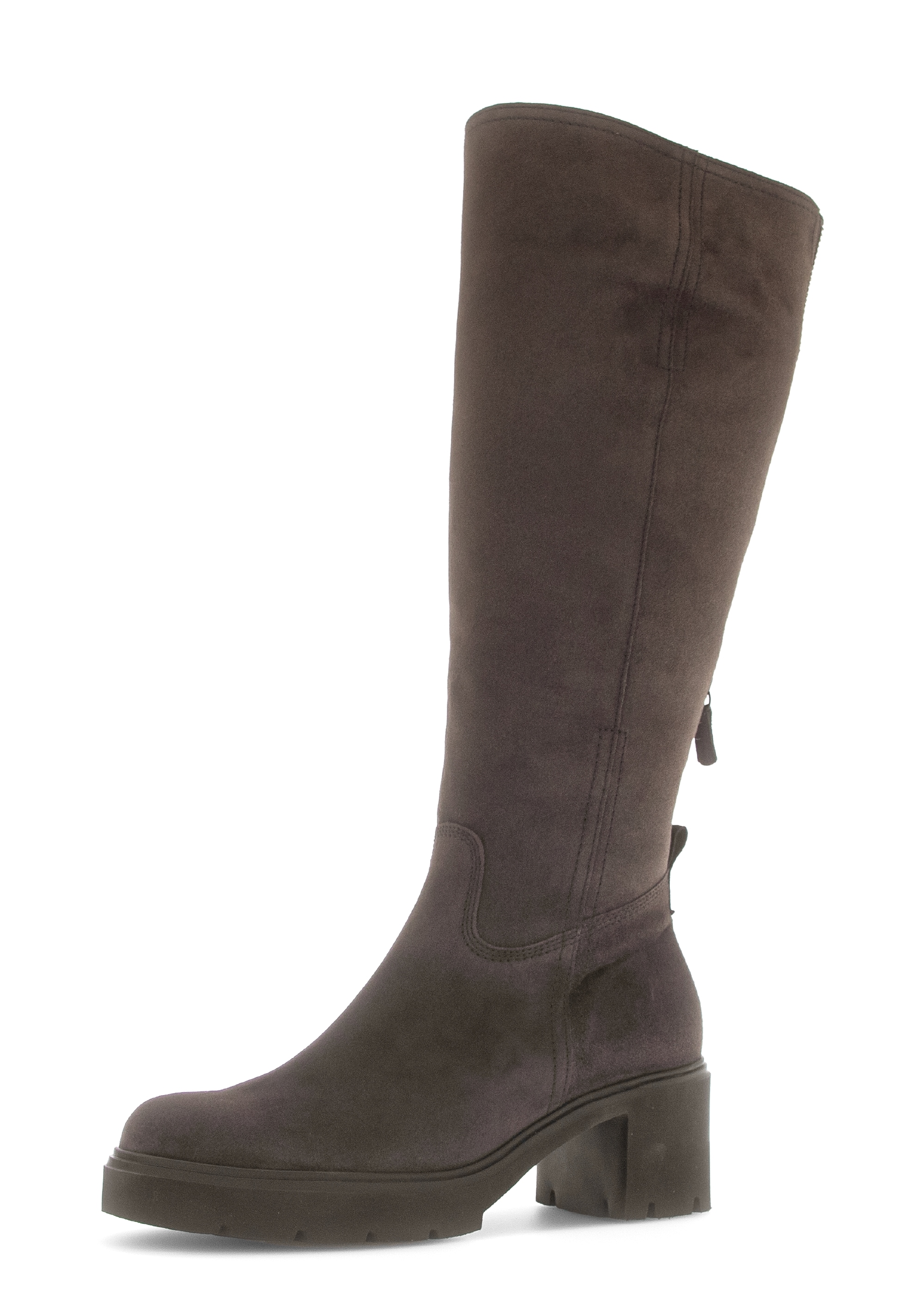 Winterstiefel GABOR, Damen, Gr. 40, Normalschaft, braun dunkel, Textil, Veloursleder, unifarben, Schuhe Winterstiefel, Blockabsatz, Langschaftstiefel in Bequemweite G (= weit)