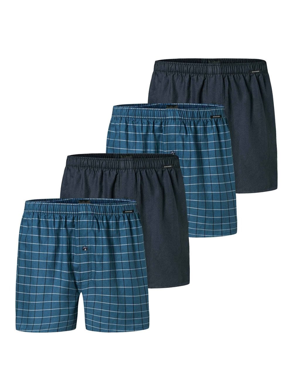 Schiesser Web-Boxershorts 4er Pack Herren blau, XL Image