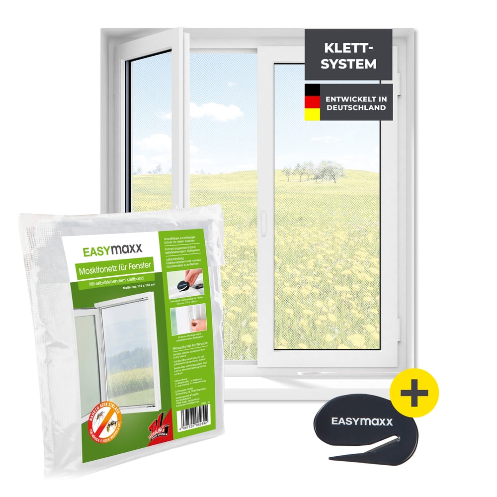 EASYmaxx Insect Protect Insektenschutzgitter - für Fenster bis 110x130cm - Klett Image