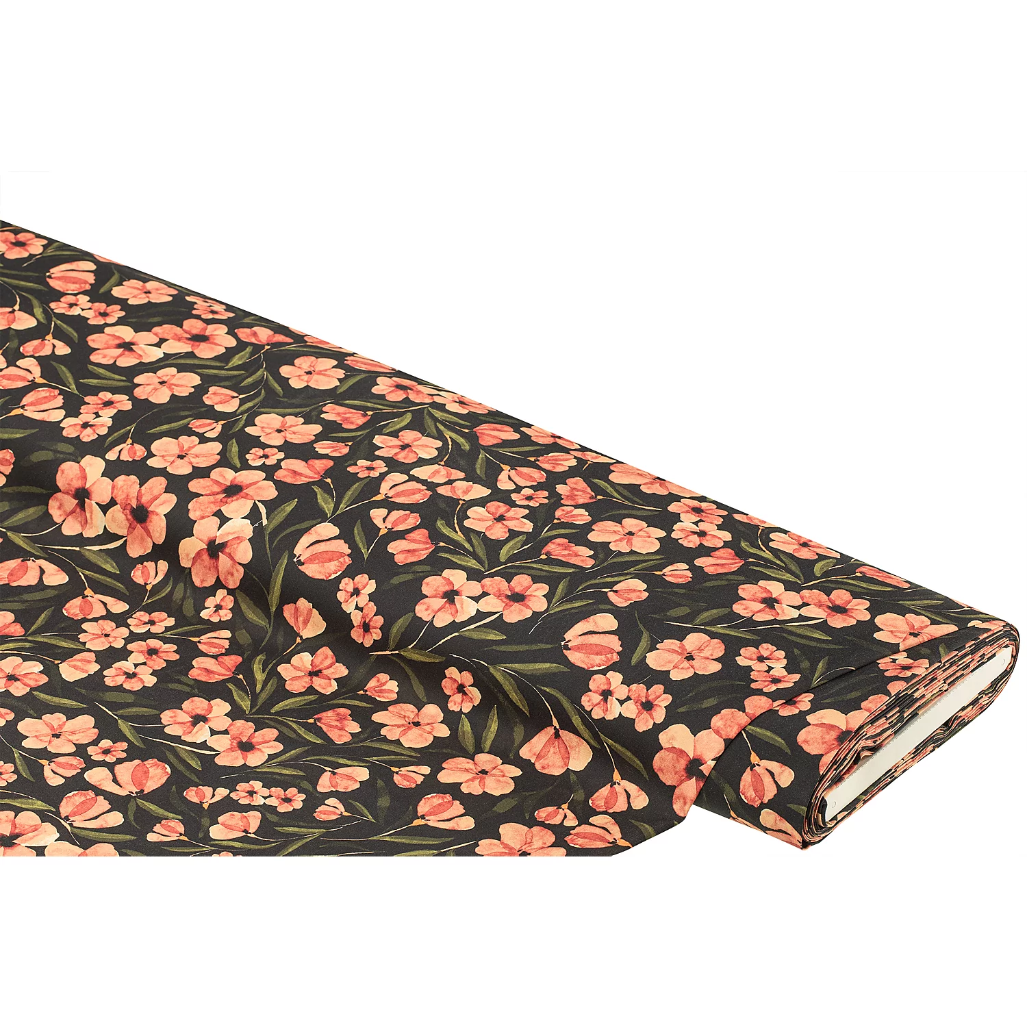 Baumwollsatin Blumen, schwarz-color