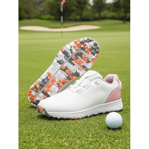 Pinke/weiße Damen-Golfschuhe – leichte, stützende Trainingsschuhe für Golfanfängerinnen, Übungseinheiten, sommerliche Outdoor-Sportarten, Reisen, Fitness und Alltag.