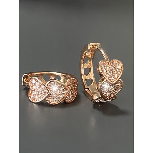 Herzförmige Kristallohrringe für Damen, vergoldete Legierung, verschiedene Farben, perfekt für Valentinstag, Hochzeiten und den Alltag Image