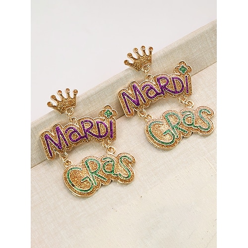 Ohrringe im Mardi-Gras-Stil für Damen – aus einer Legierung, verschiedene Designs erhältlich, perfekt für Mardi-Gras-Feierlichkeiten und -Feste. Image