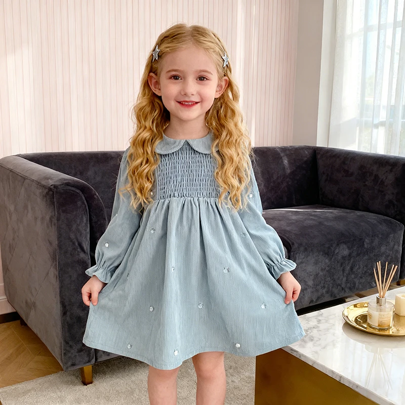 2026 neue Frühling Schwester Kleid 2-6Yrs Mädchen Party Umarmung Lange Ärmeln Kleid Kinder Prinzessin Kleider Baumwolle Druck Baby Mädchen kleid Image