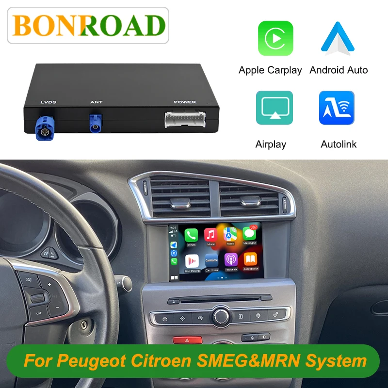 Bonroad Wireless Carplay Module For Peugeot Citroen SMEG SMEG+ Picasso C4 C5 DS4 DS3 308 508 208 3008 Android Auto Interface Image
