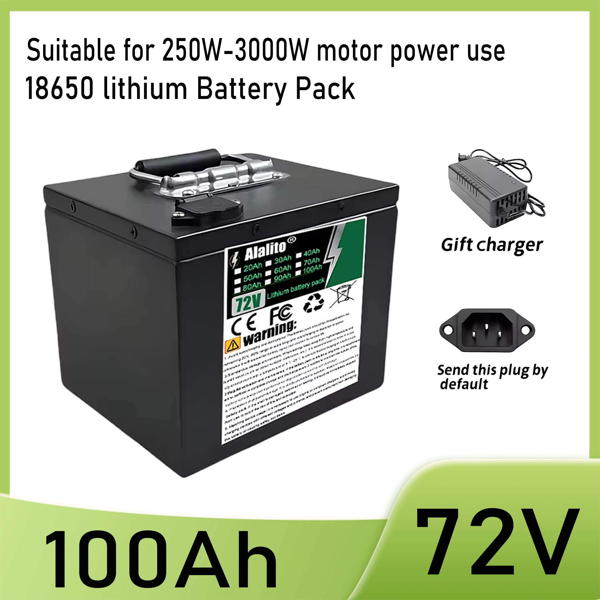 Luftschneller Transport Neue 18650-Lithiumbatterie mit voller Kapazität, 72 V, 20 Ah-100 Ah, Lithium-Akku, geeignet für 250–3000 W Image