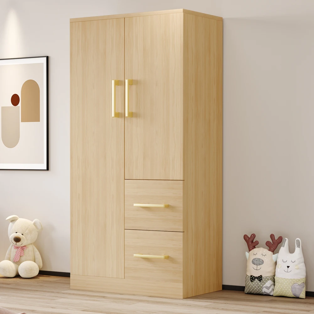 70 x 40 x 135 cm moderner Kindergarderobe, doppeltüriges Design mit Schubladen und Ablagefächern, Einzelgarderobe aus Holzfarbe
