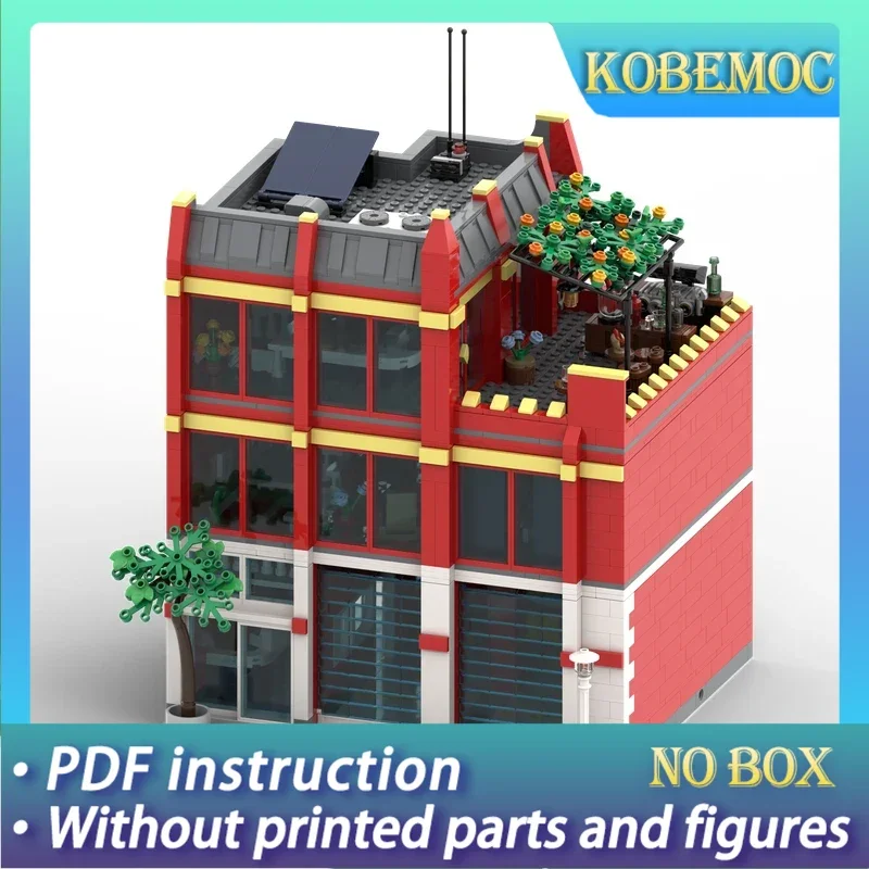 Technische Moc Ziegel Stadt Street View Modell Feuerwache Modulare Bausteine Geschenke Spielzeug Für Kinder DIY Sets Montage Image