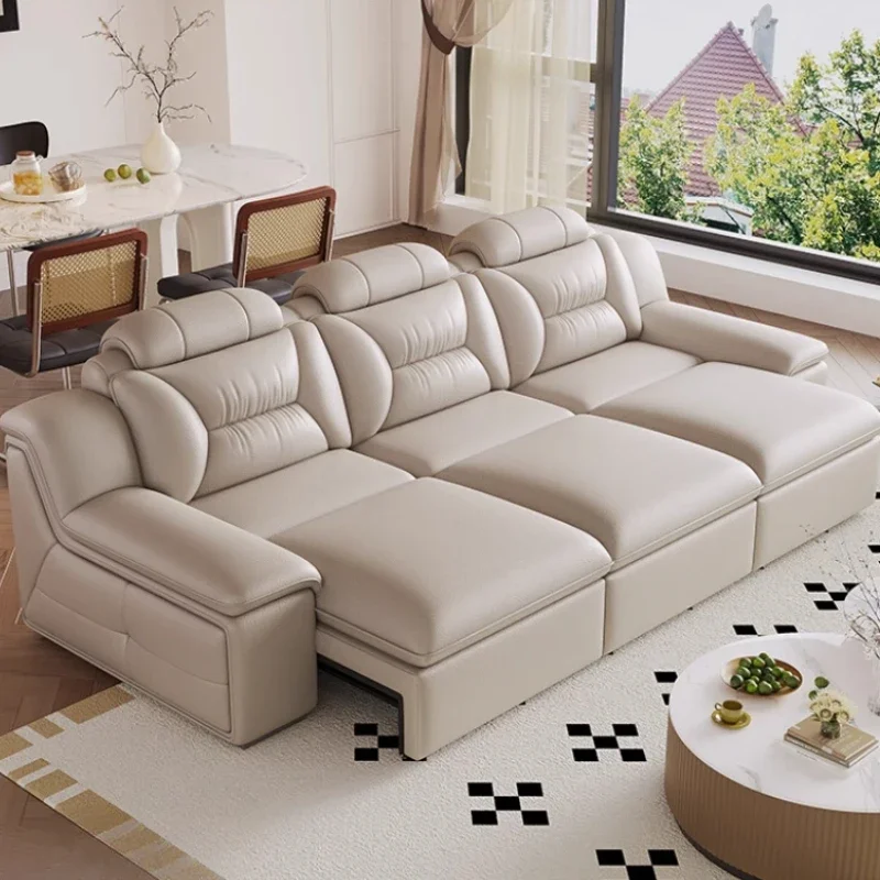 Dual Use Recliner Sofas Bett Schlaf Echtes Leder Modernes Klappschlafsofa Tatami Designer Divano Soggiorno Wohnzimmermöbel Image