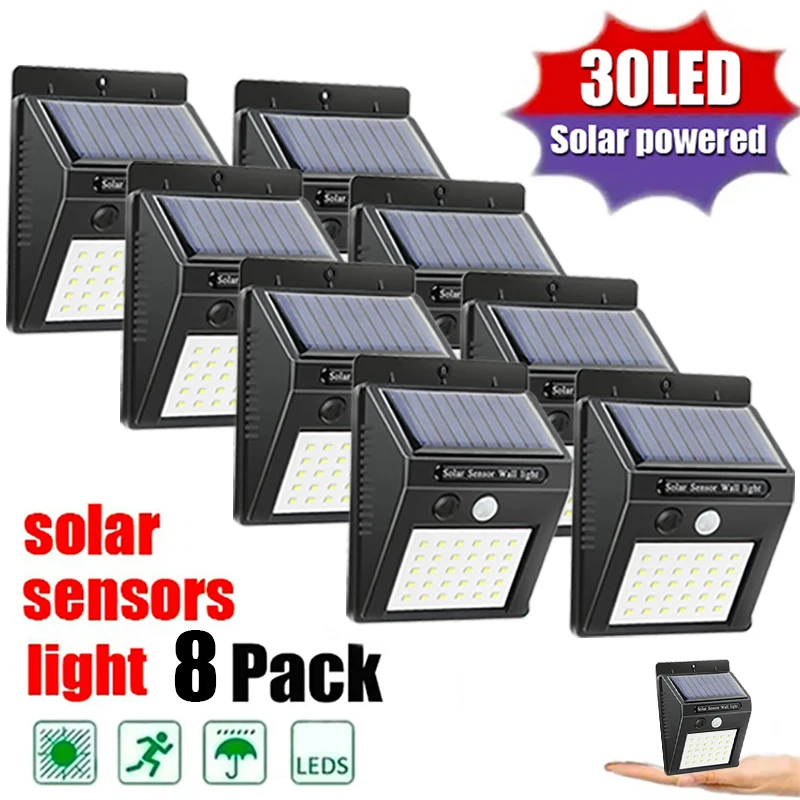6/30 LED Solar Licht PIR Motion Sensor Wand Licht Outdoor Solar Lampe Wasserdichte Solar Powered Sonnenlicht Straße Lampe Garten decor Image