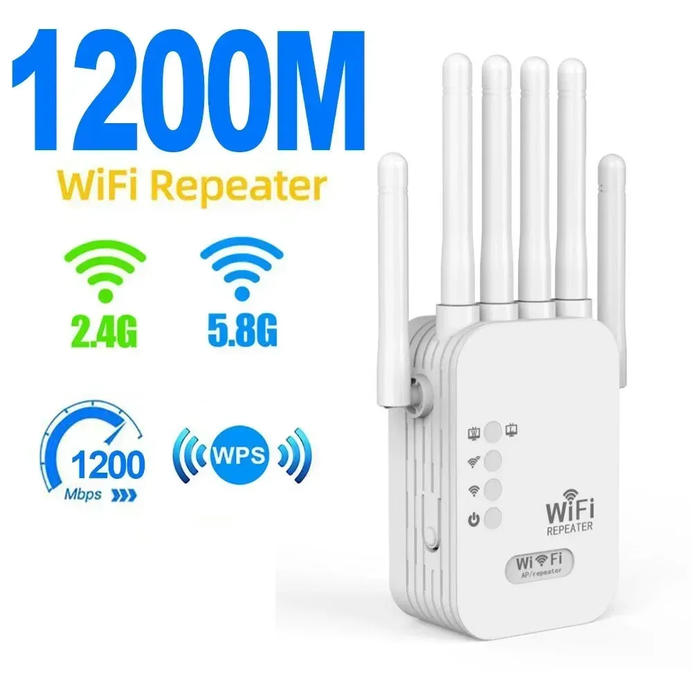 1200Mbps WiFi Repeater Dual Band 2,4G 5G Wireless Signal Extender Wifi Verstärker Router Long Range Wi-fi Booster für Office Home Image