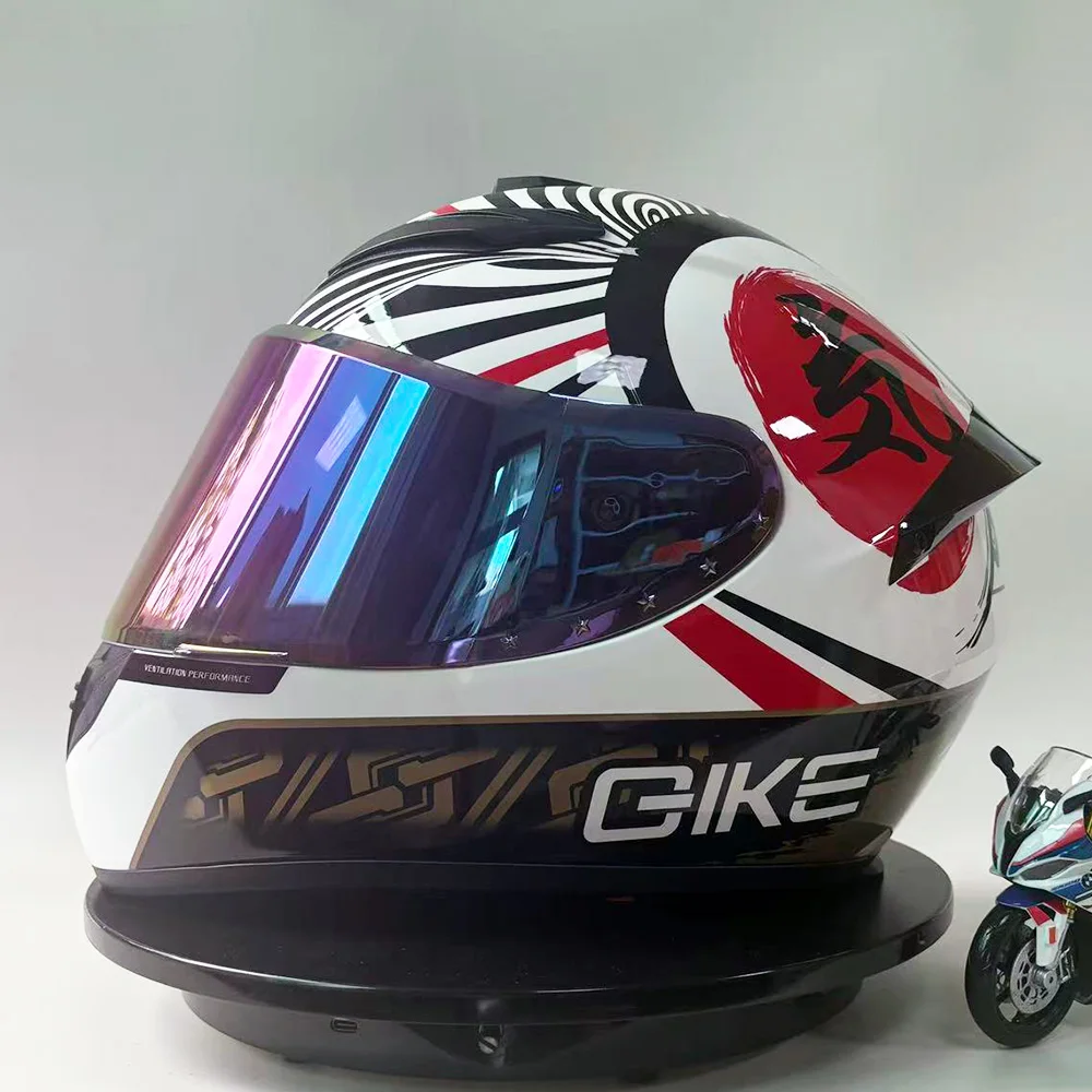 Unisex-Motorradhelm im Anime-Stil, DOT-zertifiziert, Vollgesichts-Rennreplik, robuste Fahrrad-Kopfbedeckung für Männer und Frauen Image