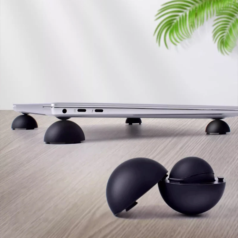 Mini Tragbare Laptop Cooling Pad Kleine Unsichtbare Kühler Ball Stehen Trinkbare Füße Erhöhung Halterung Unterstützung Halter Für Macbook Image