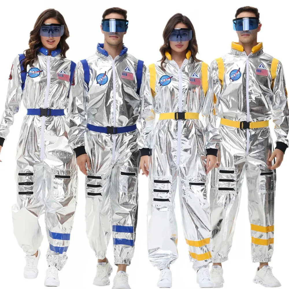 Halloween Silber Spaceman Männer Frauen Raumanzug Erwachsene Kinder Astronaut Kostüm Familie Party Dress Up Geburtstagsgeschenk Image