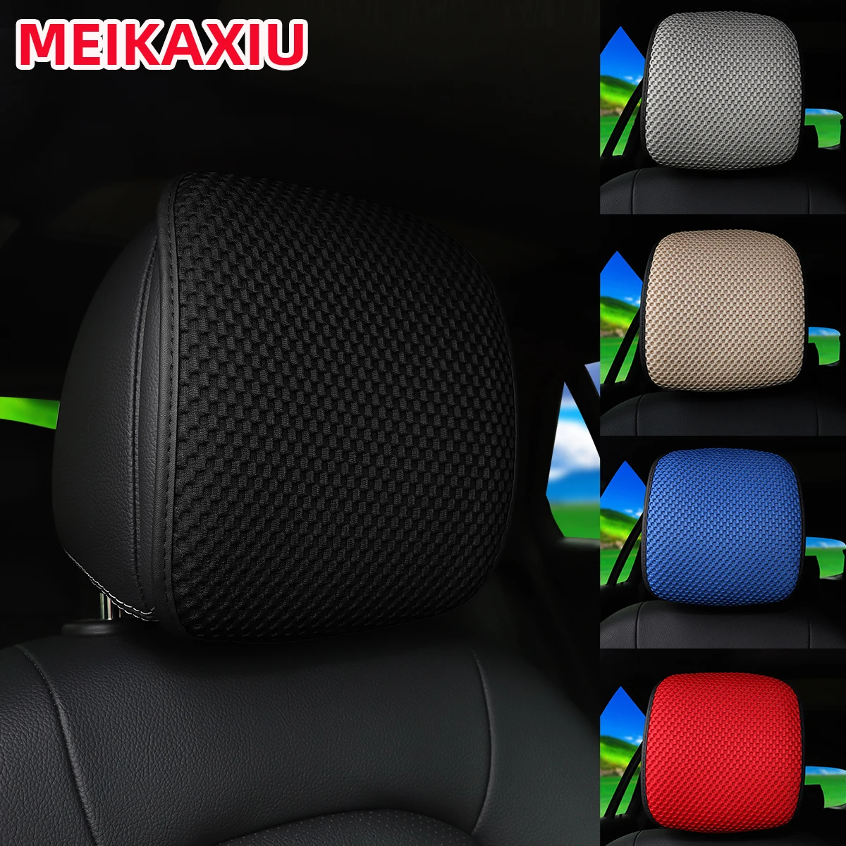 3D-Massage-Mesh, atmungsaktives Netzgewebe, Auto-Kopfstützenbezug, Kissenbezug, Anti-Schmutz, bequemes Auto-Innenzubehör für alle Jahreszeiten Image