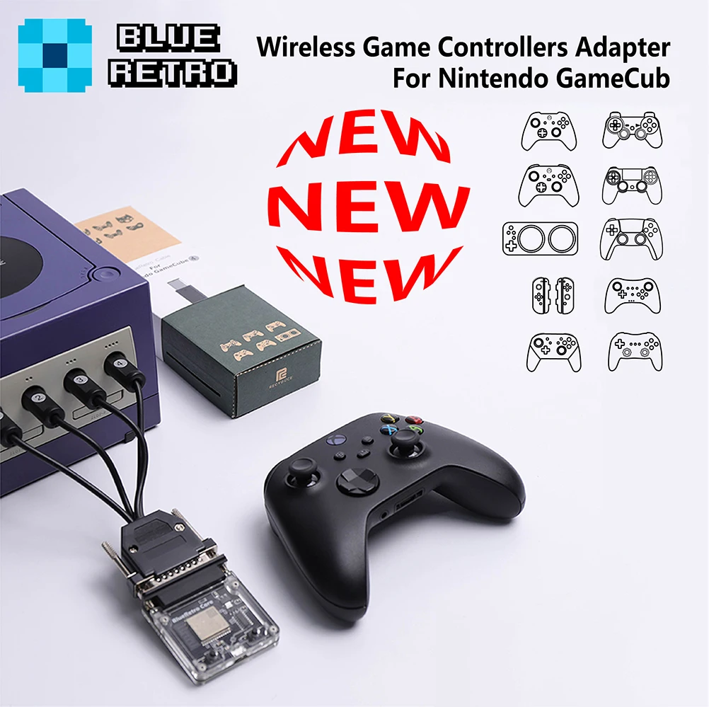 BlueRetro Bluetooth Wireless Game Controller Konverter-Adapter für Nintendo GameCube, geeignet für PS4 5, Xbox One Switch Pro Griff Image