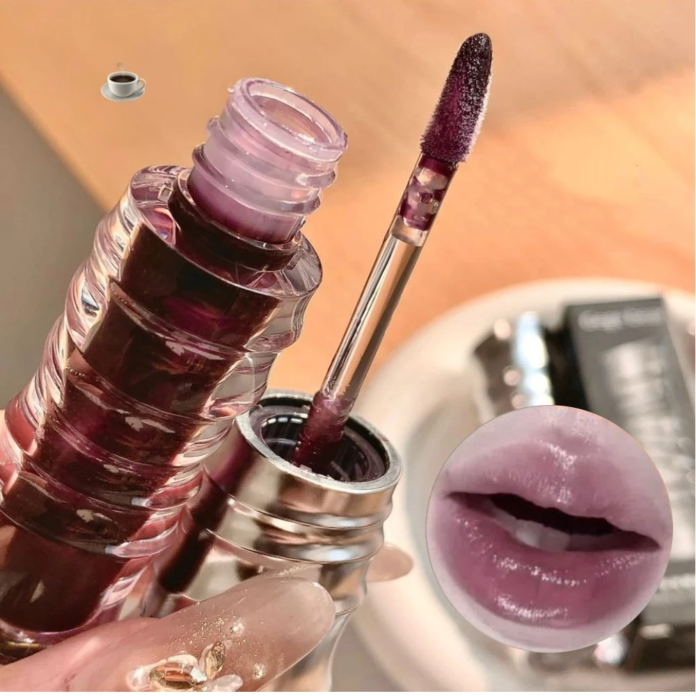 Fashion Shell Lip Gloss Langlebiges, feuchtigkeitsspendendes Jelly Lip Oil Wasserdicht, lichtecht, Spiegelschimmer, blauer Mandel-Lipgloss, Kosmetik Image