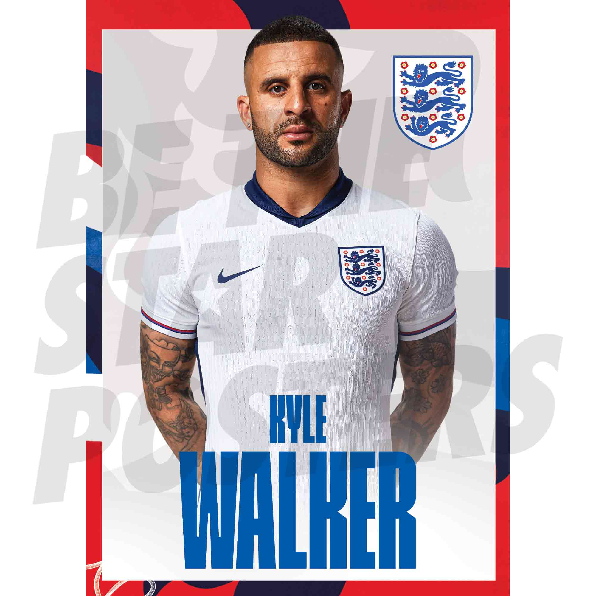 England Kyle Walker Porträtfoto A3-Poster Image