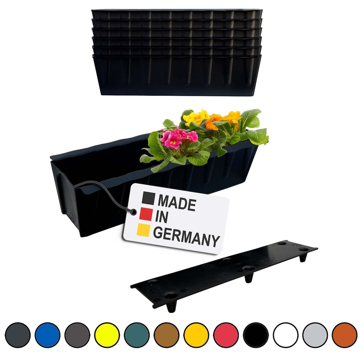 BURI Blumenkasten Pflanzkasten 6er-Set Schwarz Einsatz für Europaletten Balkonkasten Image