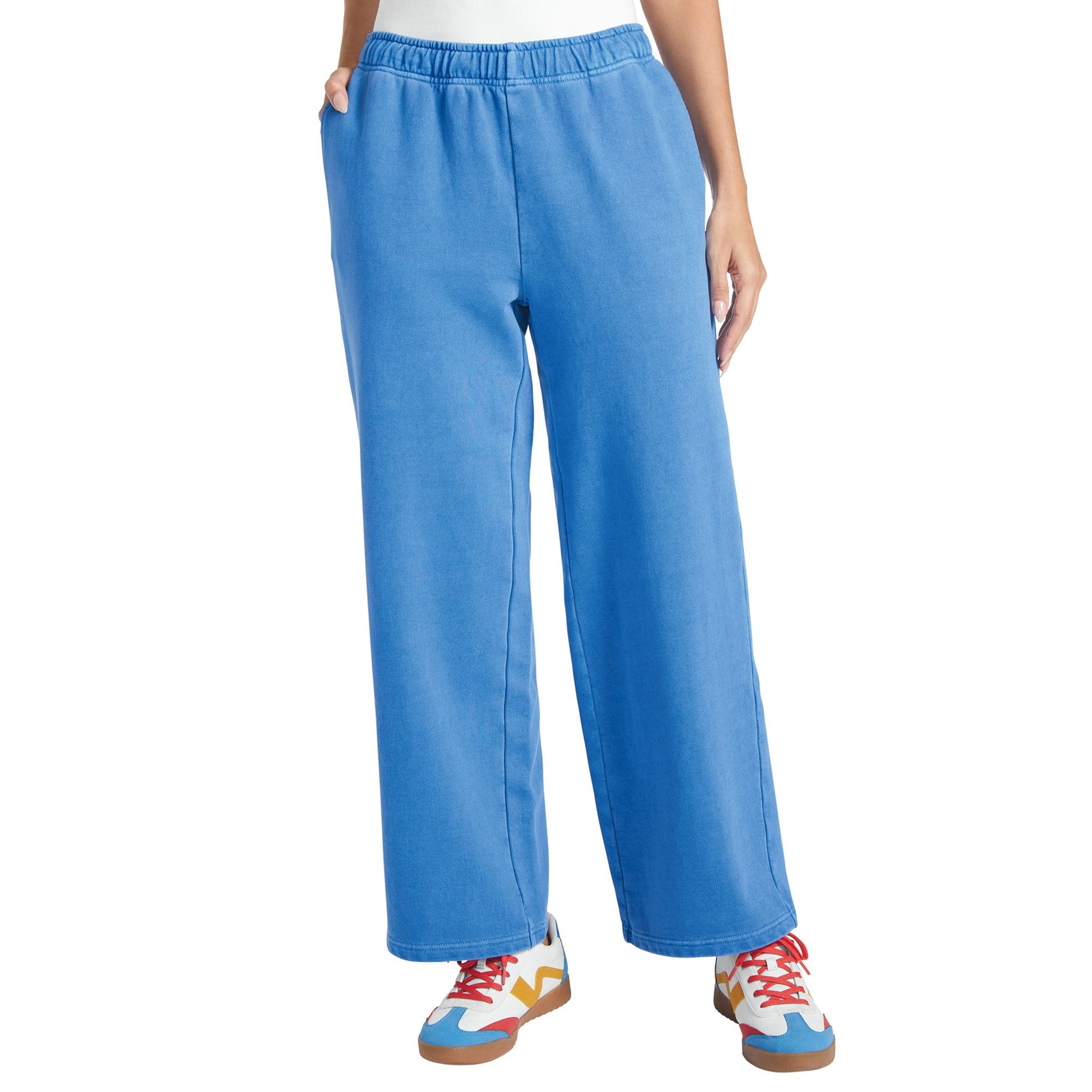 Masseys Daily Wide Leg Sweatpant (Size XL) Coastal Blue/Wash, Cotton