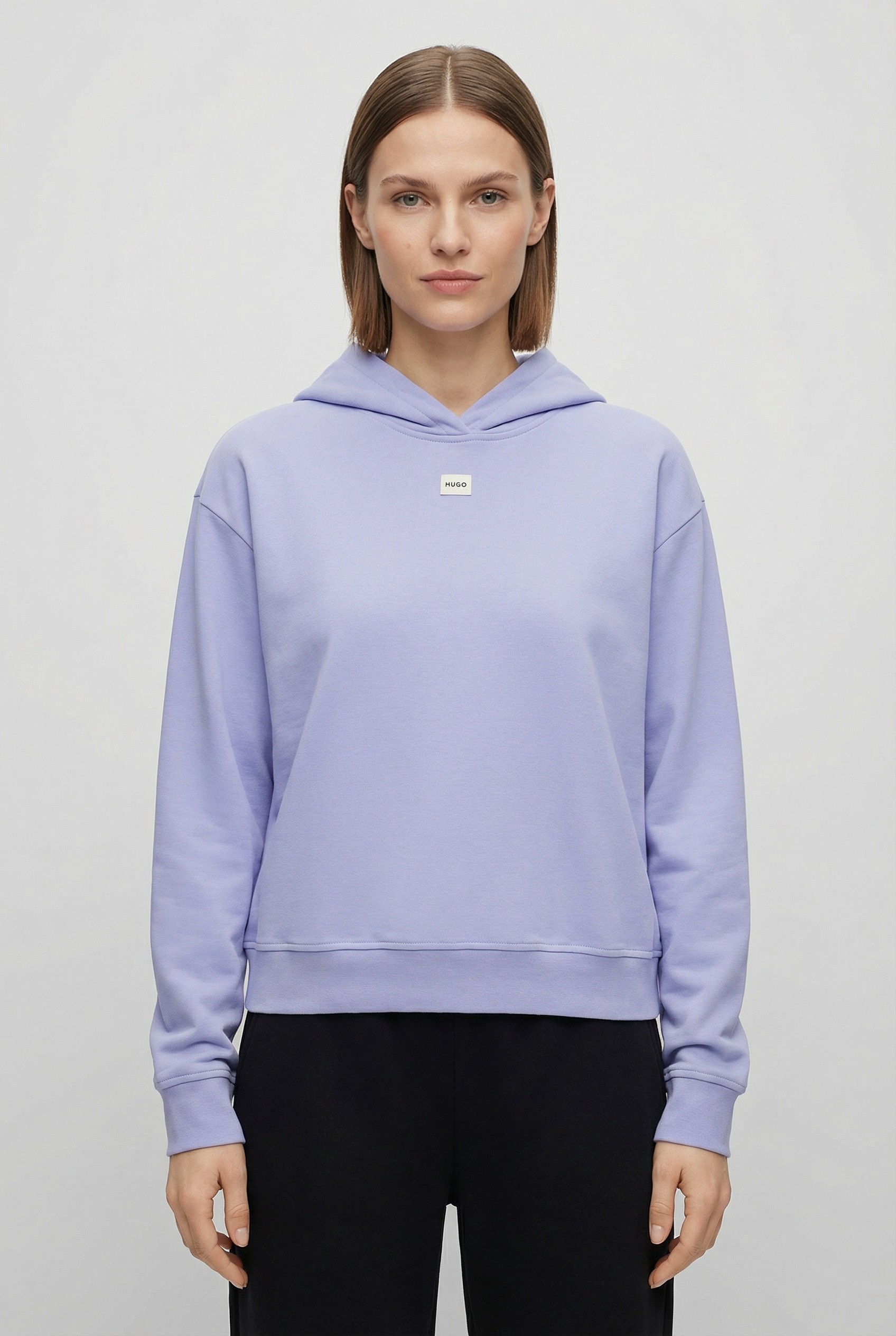 Hoodie HUGO UNDERWEAR "Signature", Damen, Gr. L, bright lila 520, Sweatware, Obermaterial: 48% Baumwolle, 48% Modal, 4% Elasthan, normal normal, Bündchen, Sweatshirts Hoodie, basic, normale Passform