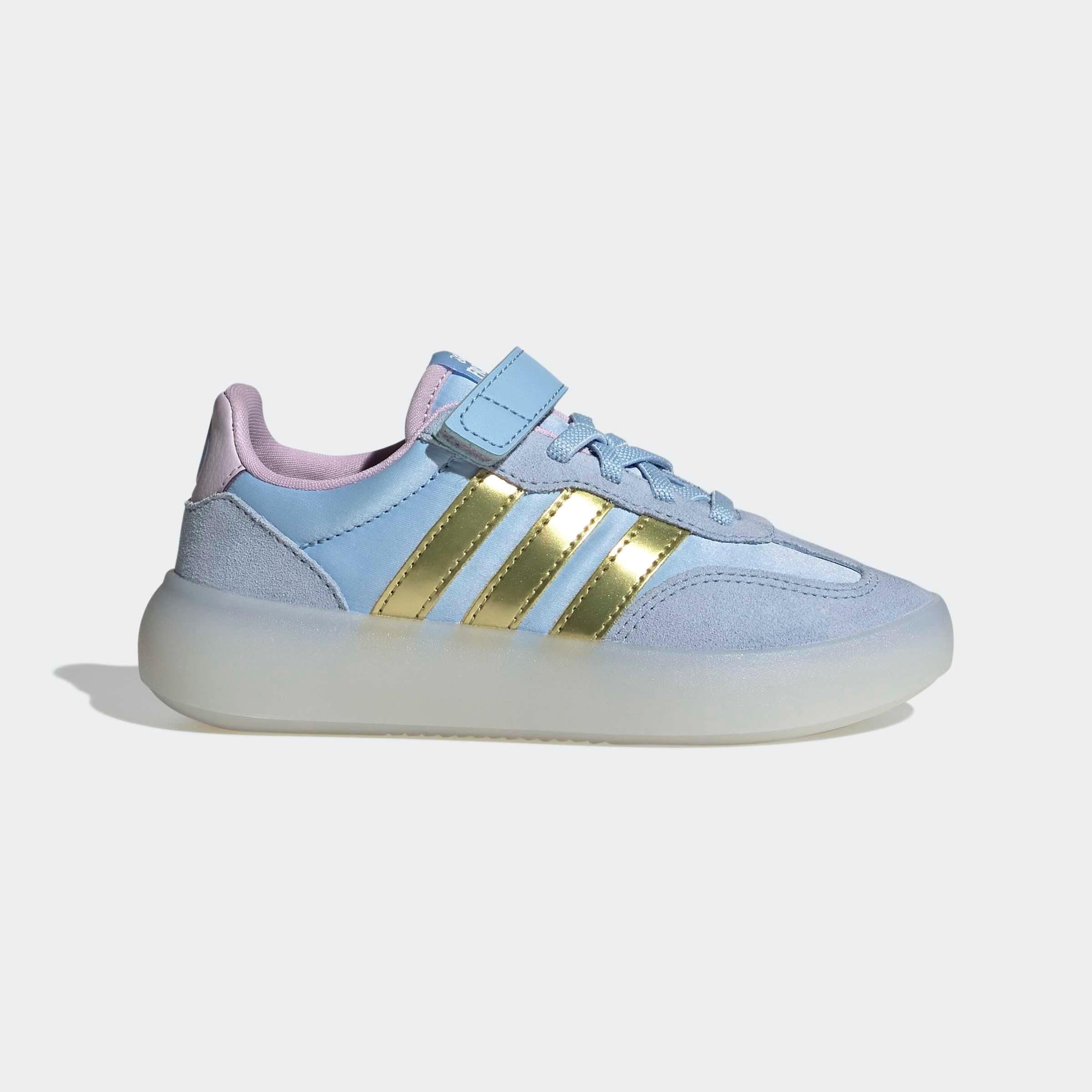 Sneaker ADIDAS SPORTSWEAR "ADIDAS DISNEY FROZEN BARREDA DECODE KIDS", Damen, Gr. 34, glow blau, gold metallic, ice lavender, Leder, Textil, Schuhe Sneaker, Frozen, für Kinder & Jugendliche