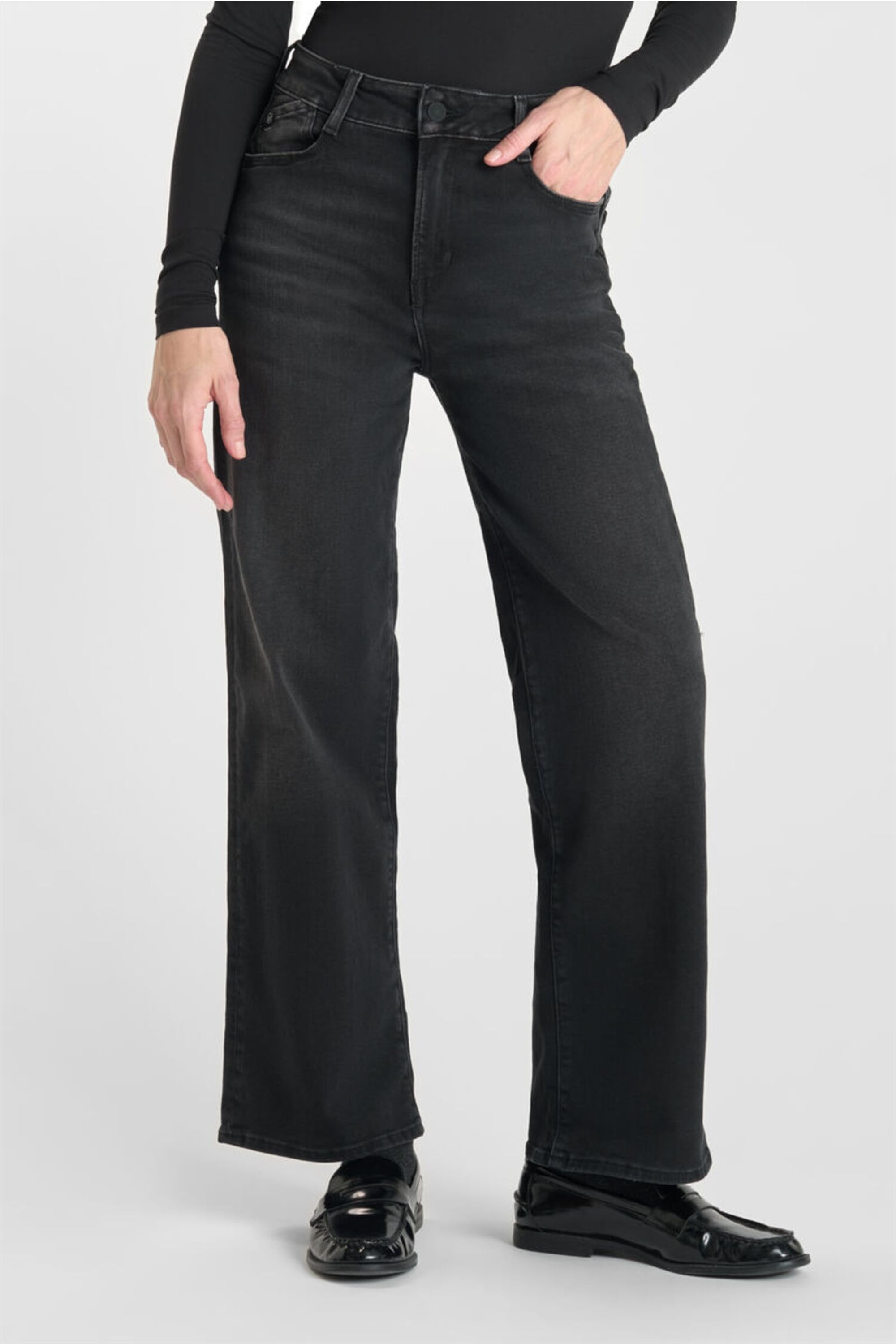 Bequeme Jeans LE TEMPS DES CERISES, Damen, Gr. 30, US-Größen, schwarz, 92% Baumwolle, 8% Elasthan, unifarben, Jeans, mit hohem Bund