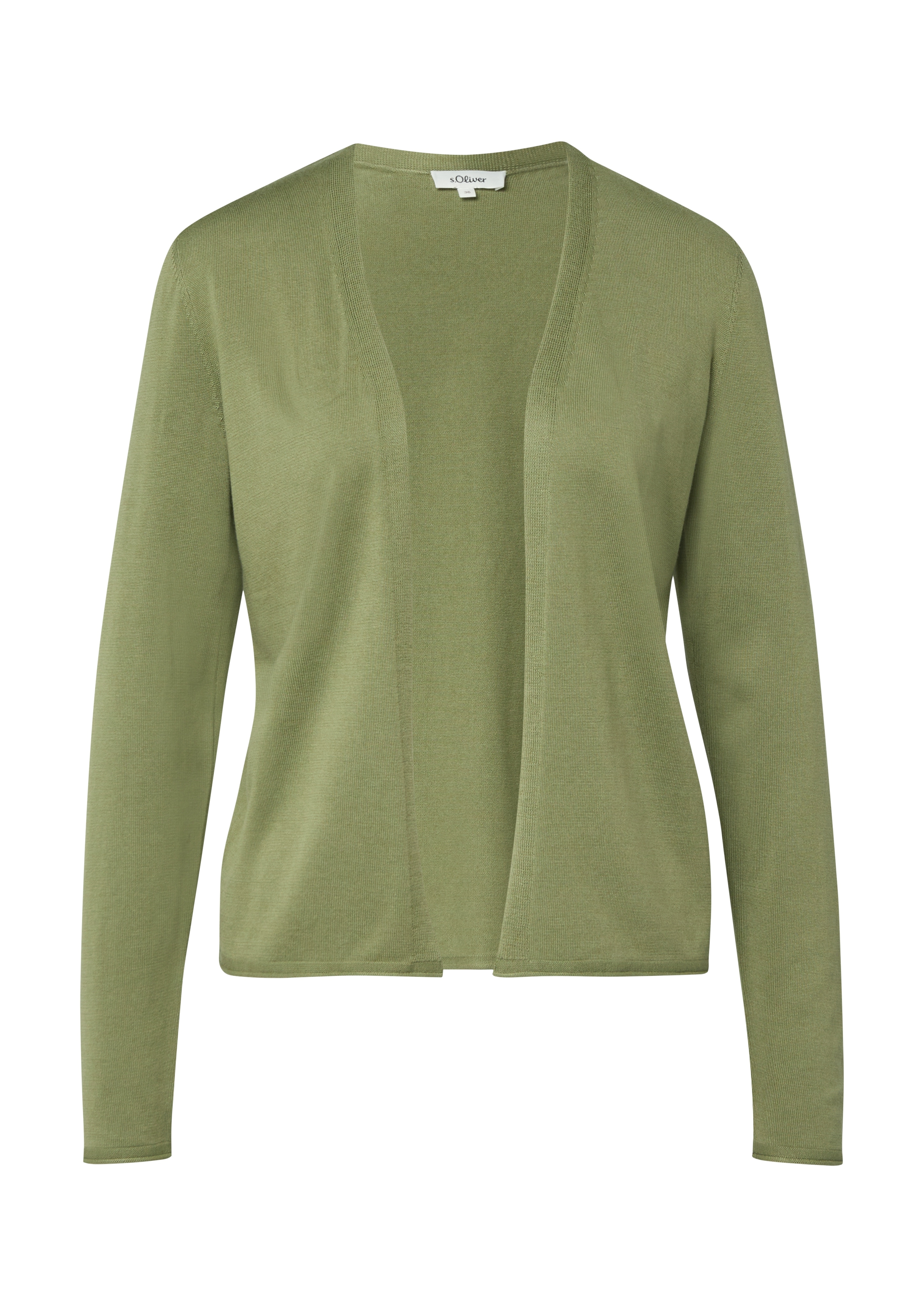 Cardigan S.OLIVER, Damen, Gr. 38, khaki, Feinstrick, Obermaterial: 50% Baumwolle, 50% Viskose, unifarben, tailliert hüftbedeckend, V-Ausschnitt, Strickjacken, ohne Verschluss und mit V-Ausschnitt