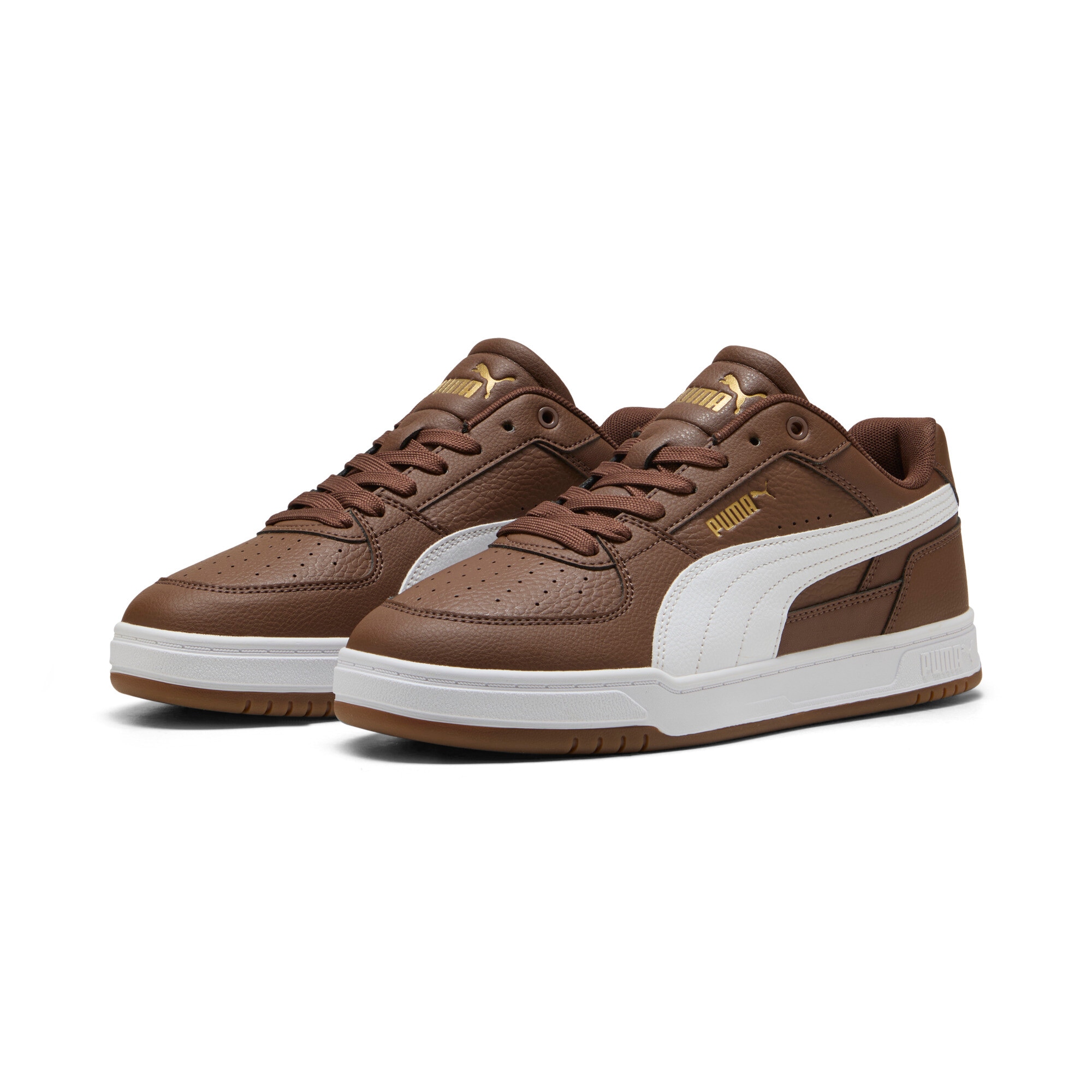 Sneaker PUMA "CAVEN III", Damen, Gr. 44, chestnut braun, puma weiß, gold, mehrfarbig, Schuhe Sneaker