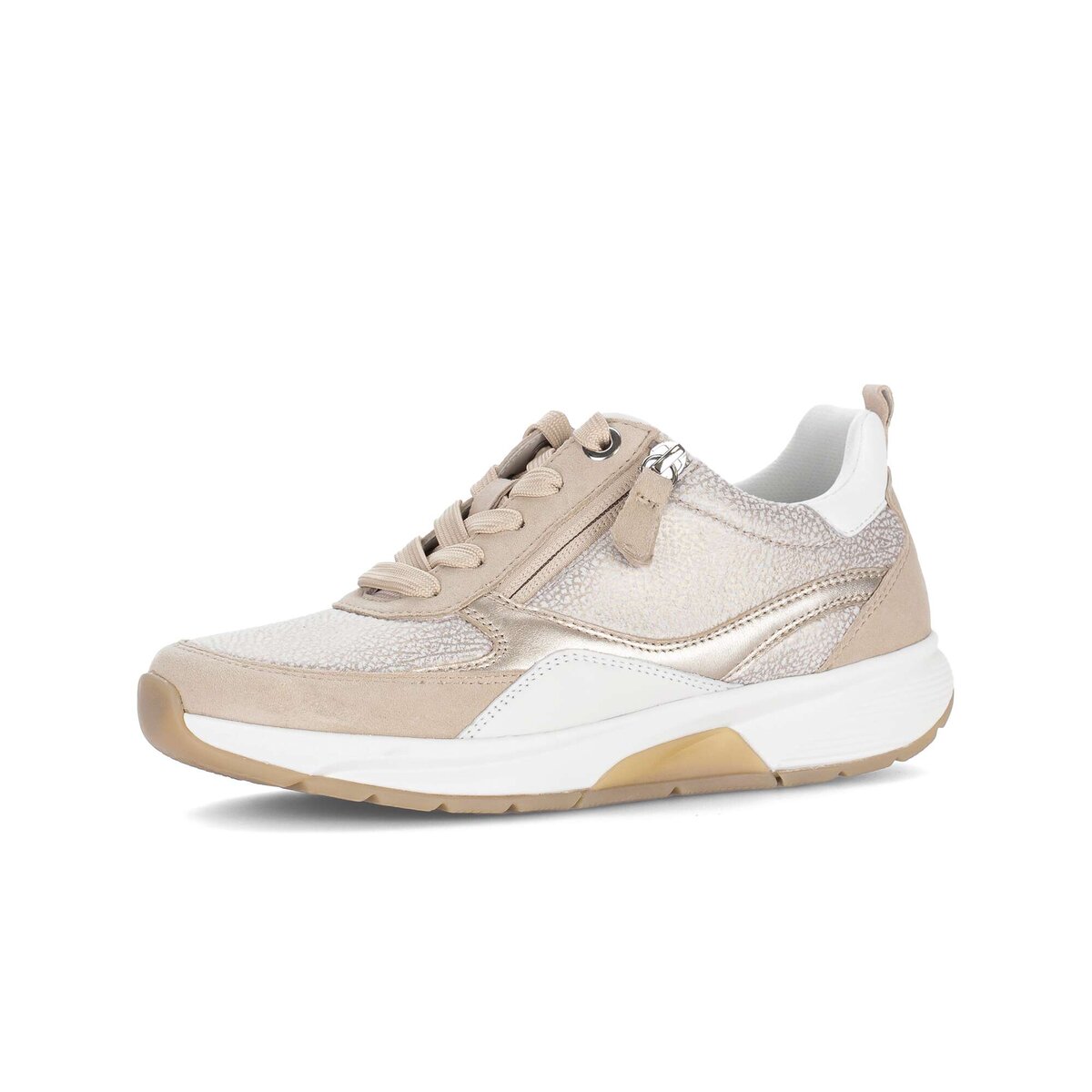Sneaker GABOR "Sneaker low Materialmix Leder/Lederimitat", Damen, Gr. 42, gold, Schuhe Sneaker