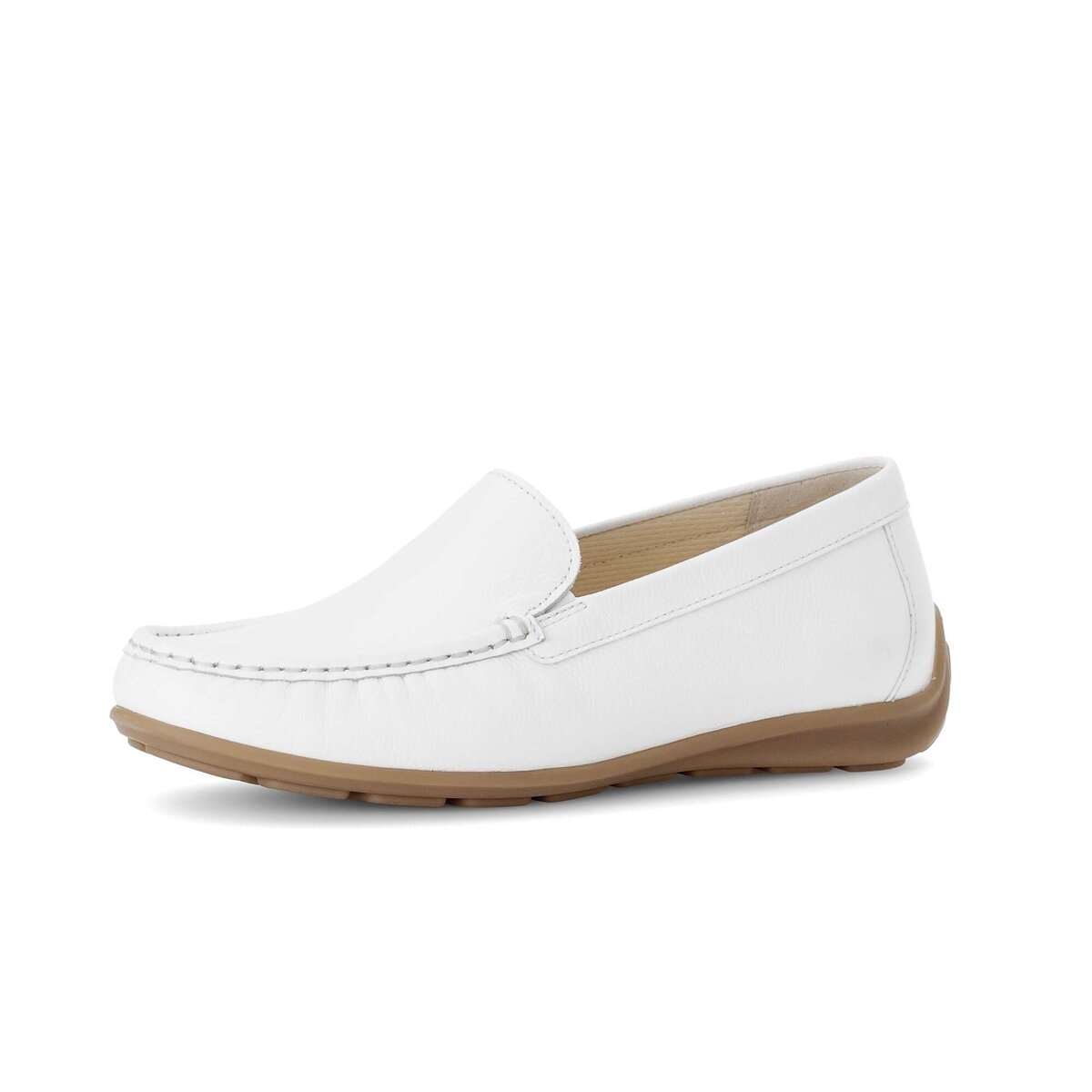 Mokassin GABOR "Mokassin Glattleder", Damen, Gr. 42, weiß, Schuhe Mokassin