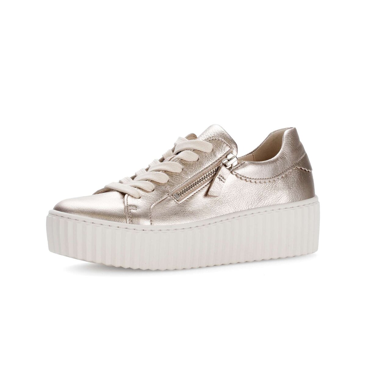 Sneaker GABOR "Sneaker low Effektleder", Damen, Gr. 35, gold, Schuhe Sneaker