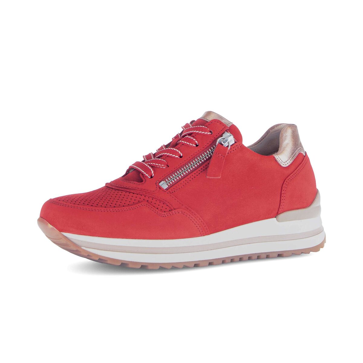 Sneaker GABOR "Sneaker low Materialmix Leder", Damen, Gr. 35,5, rot, Schuhe Sneaker