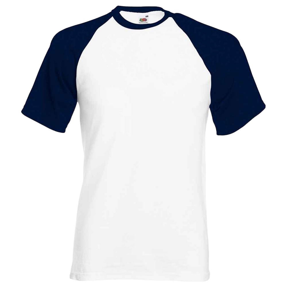 Fruit of the Loom - T-Shirt für Herren/Damen Unisex - Baseball (Weiß/Marineblau) Image