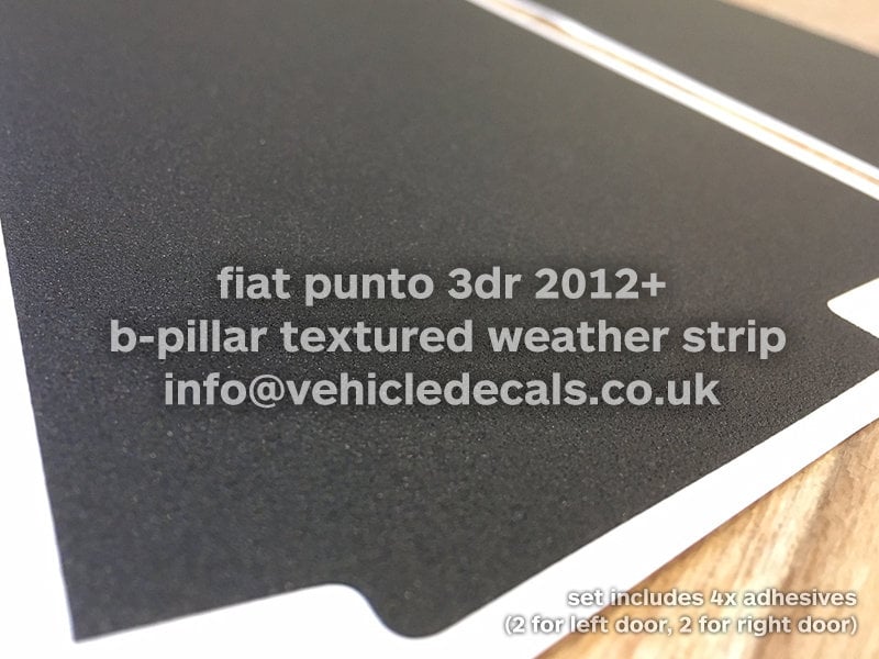 Fiat Punto 2012+ MK6 Grande Pillar Door Textured Black Vinyl Weatherstrips