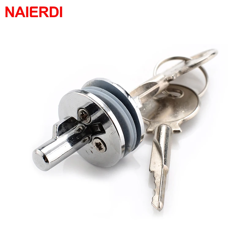 10PCS NAIERDI-501 Glas Lock Zink-legierung Schaufenster Push Glas Vitrine Tür Zylinder Schloss Schiebe Glas Push Tür Hardware Image
