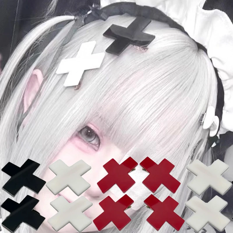 Y2K Anime Mädchen Rotes Kreuz Haarspangen für Frauen Mädchen Haarschmuck Hiphop Punk Haarspangen Haarnadeln Hairwear Cool Unique Image