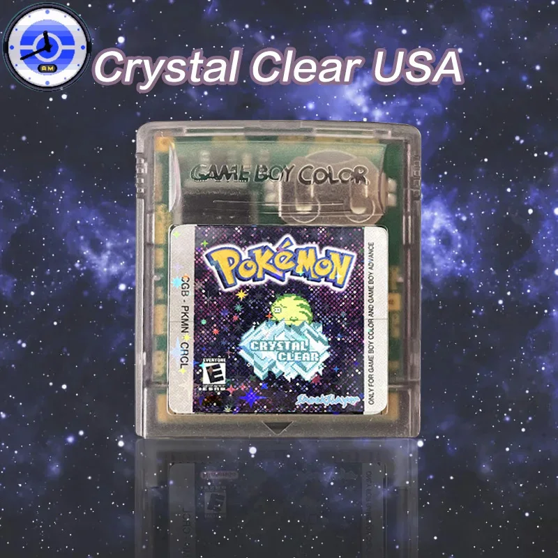 GBC Game USA Pokemon crystal clear v2.5.10 RTC Flash cart Real Time Clock Cartridge Video Game Console Card Rom Hack English