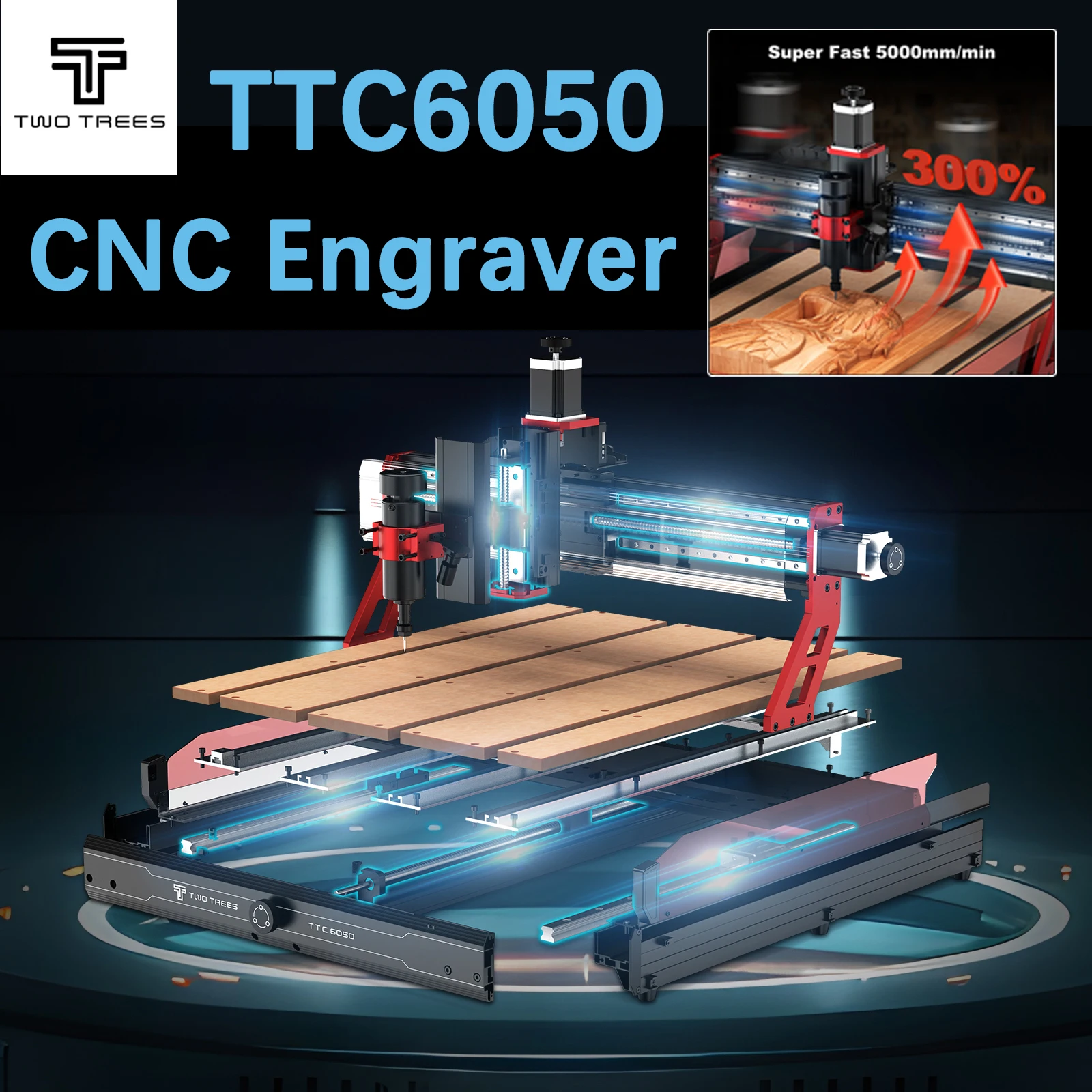 Twotrees 500W CNC Router TTC6050 CNC Graveur DIY Holzarbeiten 600x500mm Laser Gravur Maschine Für Holz PVC PCB Glas DMF Metall Image