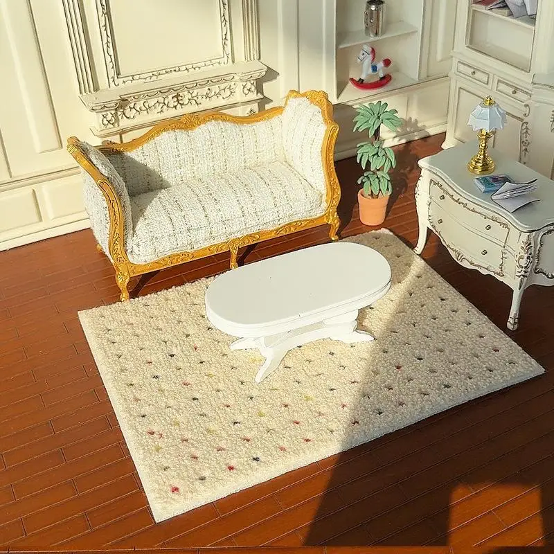 1:12 Puppenhaus Miniatur Plüsch Teppich Flauschige Matte Modell Fotografie Prop Kinder Rollenspiel Spielzeug Puppenhaus Mini Dekoration Geschenke Image