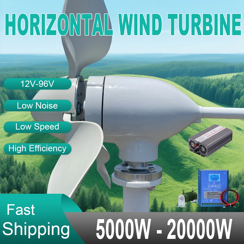 Windturbinengenerator MPPT-Controller 20000 W Windmühle Windfreier Energiegenerator für den Heimgebrauch 3 Flügel Dynamo Windkraft Turbina Image
