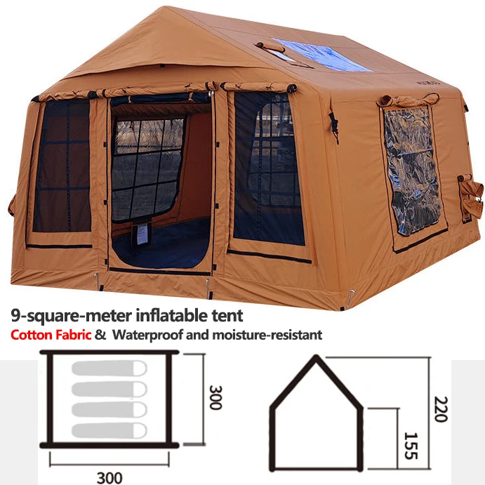 Outdoor-Campingzelte für 3–4 Personen, vollautomatisches aufblasbares Festzelt, TC-Baumwolle, Campingplatz, Stargaze, Vordach, Segeltuch-Festzelt Image