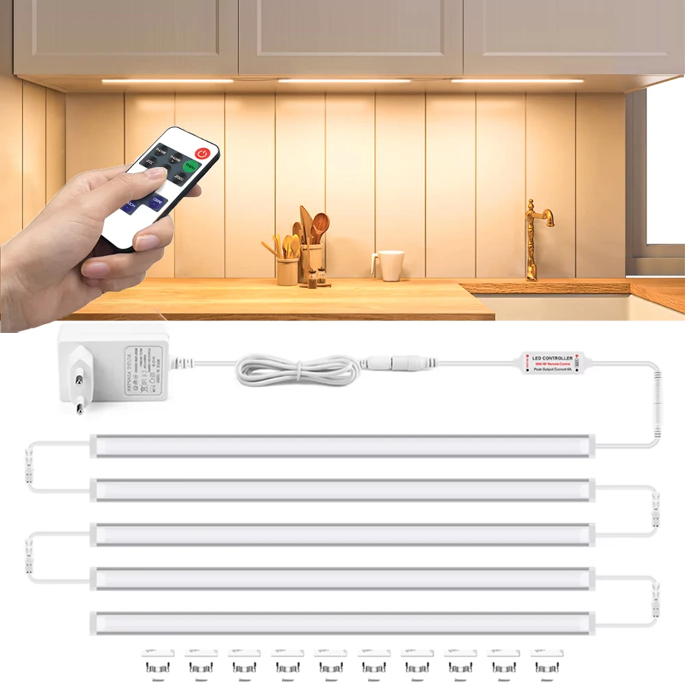 Augenschutz Aluminium LED Küchenschrank Lichtleiste 1-6 Stück 30 cm 40 cm 50 cm warm/weiß Serie Fernbedienung Licht LED-Streifen