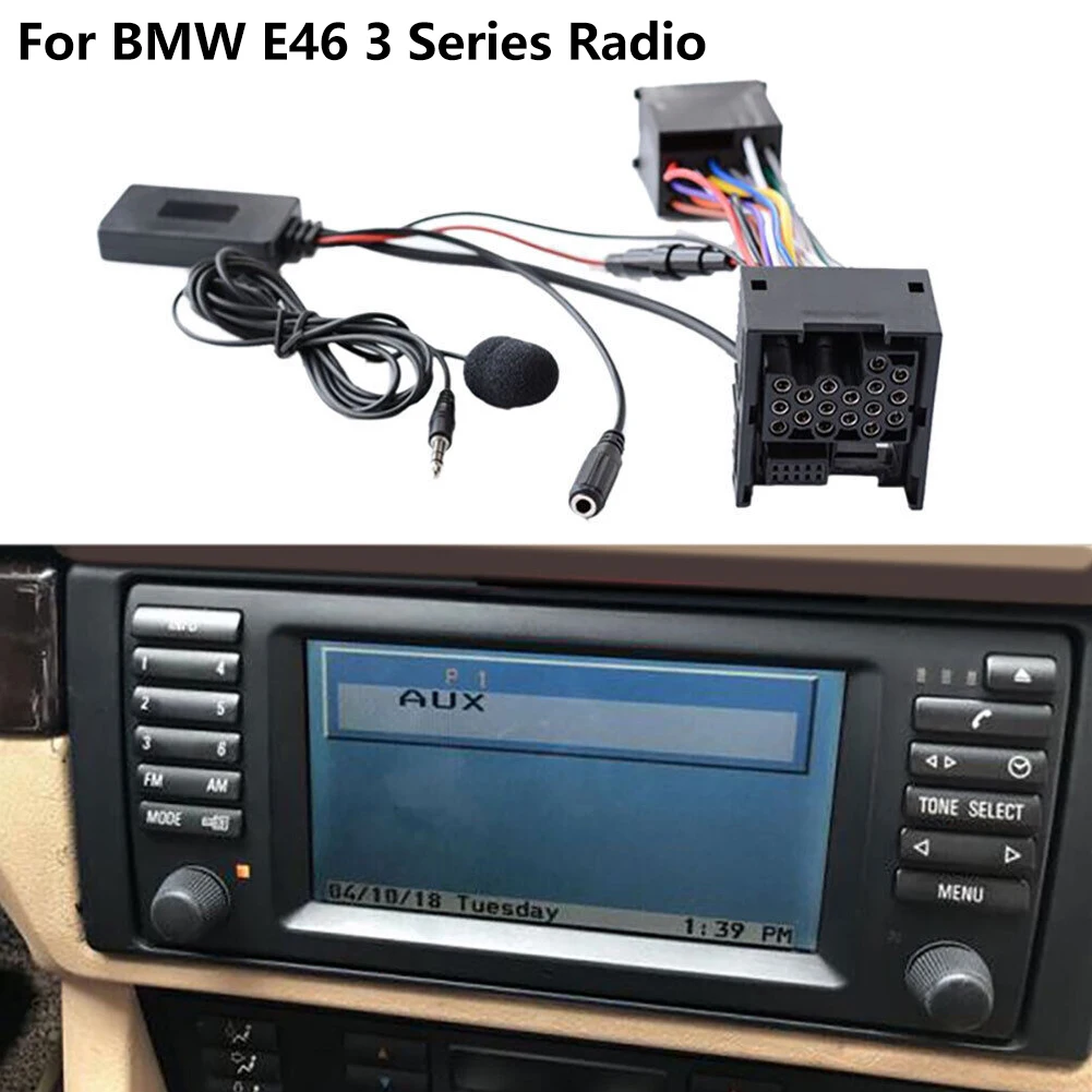 Für BMW E46 3er Empfänger Wireless Adapter mit Mikrofon Freisprecheinrichtung Verlustfreie Musik Radio Stereo 10-polig Neu Image