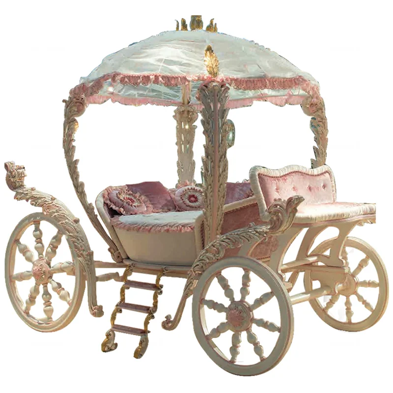 Rosafarbenes Kinderbett im europäischen Hofstil, französisches Luxus-Prinzessinnenbett aus massivem Holz für Mädchen Image