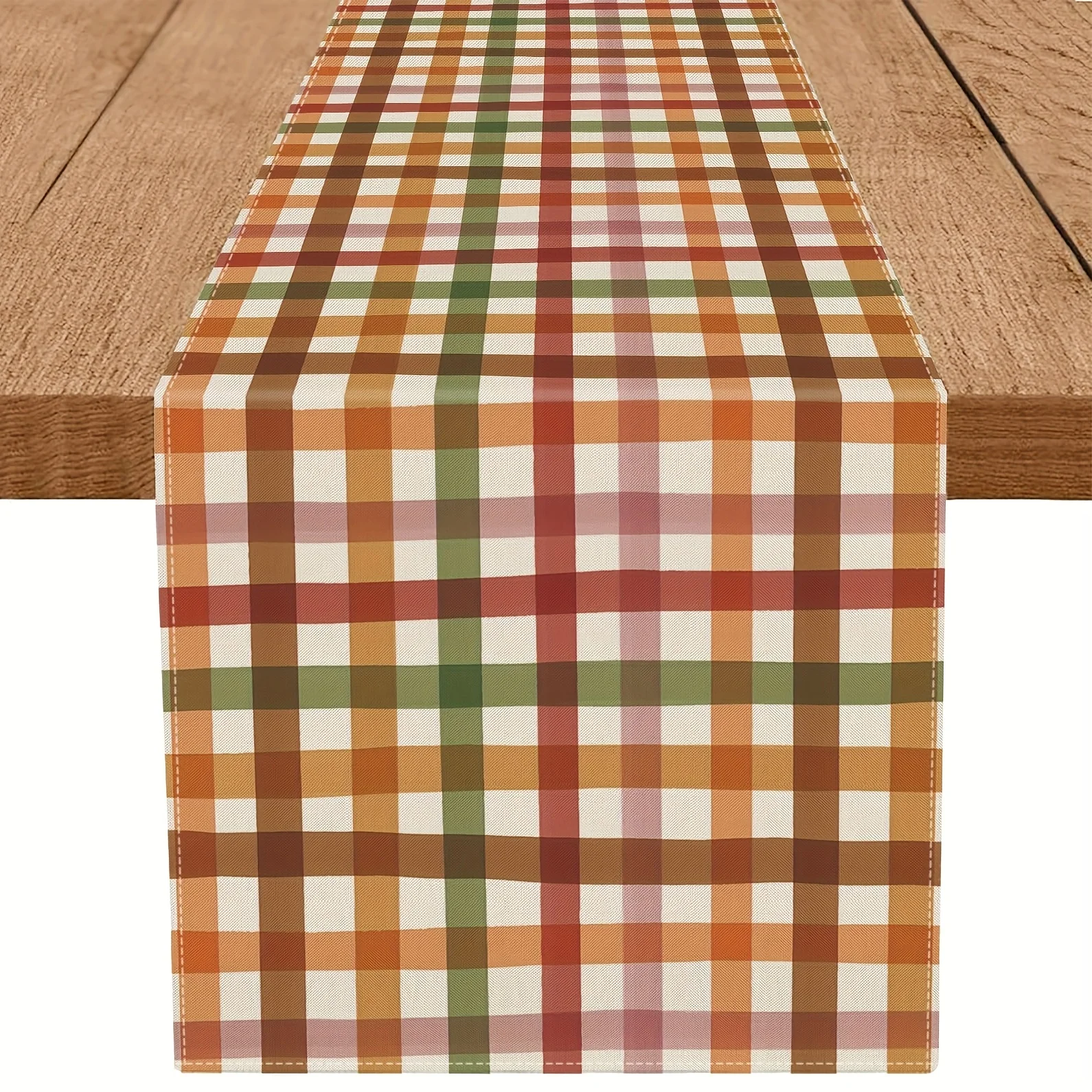 1-teiliger Retro-Tischläufer mit kariertem Thema, buntes Karomuster, geeignet für Restaurant im pastoralen Stil, Retro-Cafés, Land-Bs, Herbst-Familienessen, Bauernhof-Themenpartys, amerikanische Image