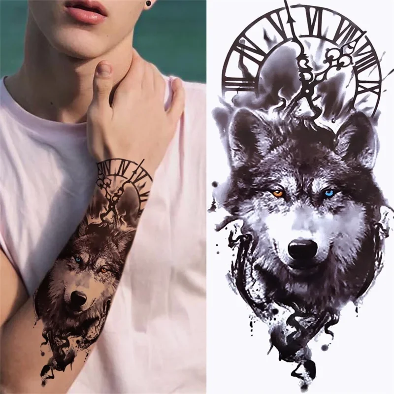 1 Blatt Wolf Tattoo Aufkleber Wasserdicht Dauerhaft Temporäres Tattoo Image